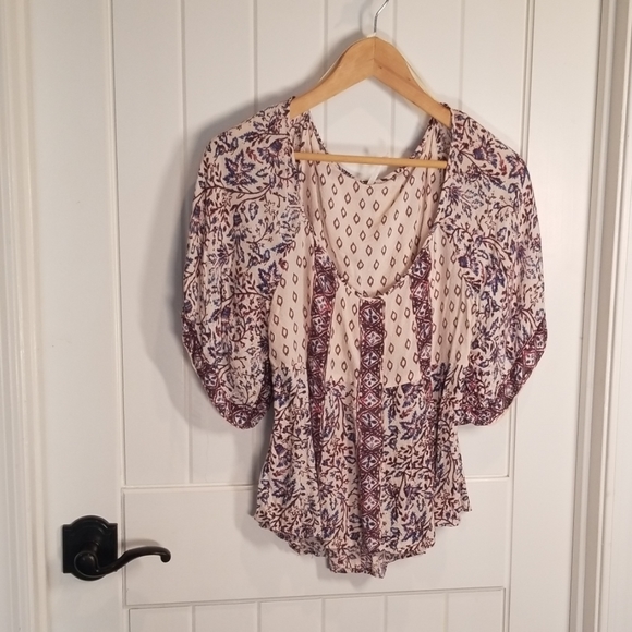 Free People Patterned BoHo Blouse - Picture 1 of 1